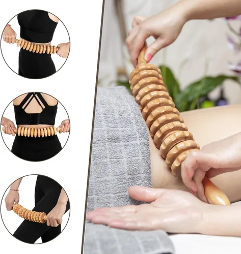 Miniatura 3 de KintKita Herramientas de masaje de terapia de madera 4 en 1, masajeador de drenaje linfático de madera, removedor de celulitis corporal, kit