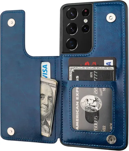 Miniatura 10 de ONETOP - Funda tipo cartera compatible con Samsung Galaxy S21 con soporte para tarjetas, funda de piel sintética con ranuras para tarjetas, doble