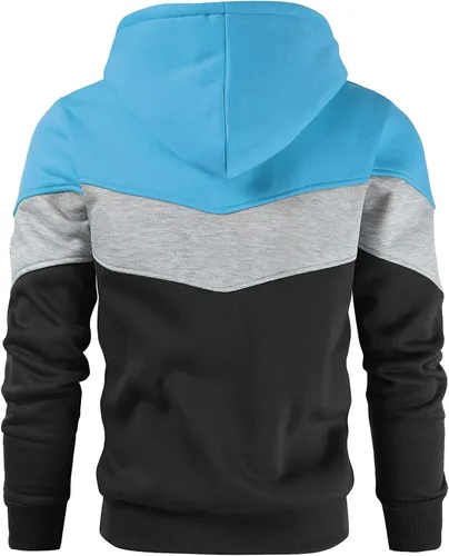 Miniatura 3 de Gesean Sudadera con capucha, de manga larga, para hombre, diseño de bloque de color, estilo informal, con bolsillo