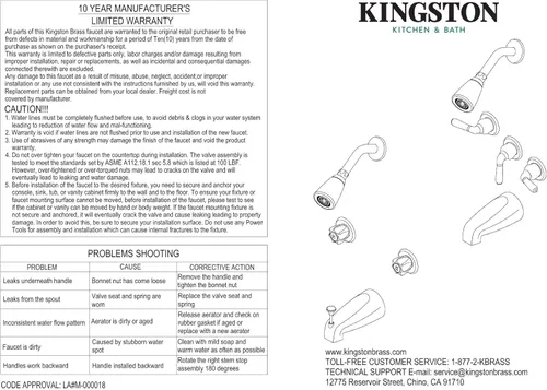 Miniatura 2 de Kingston KB231AX - Llaves de agua para tina y regadera con manivela de 3 cruces Cromo pulido