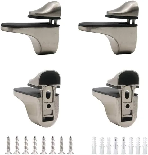 Miniatura 15 de Soporte de pared ajustable para estante de madera/vidrio, negro, paquete de 2