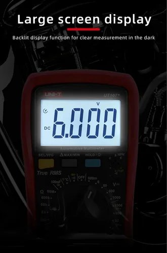Miniatura 8 de UNI-T Multímetro digital UT107+, mini probador de voltaje de bolsillo, voltaje y corriente CA/CC, resistencia, continuidad, prueba de diodos
