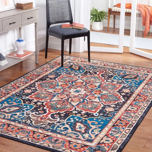 Miniatura 19 de SAFAVIEH Riviera Collection - Alfombra lavable de 2 pies 2 pulgadas x 9 pies, beige y carbón, antideslizante y fácil de limpiar, ideal para sala