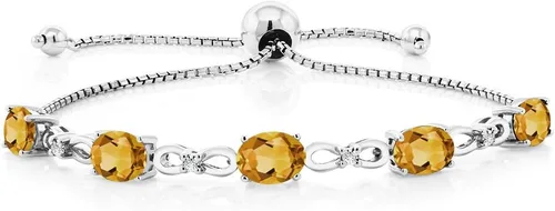 Miniatura 63 de Gem Stone King Pulsera de tenis de diamantes cultivados en laboratorio con piedra natal de 3-6 quilates para mujer, plata de ley 925, ovalada
