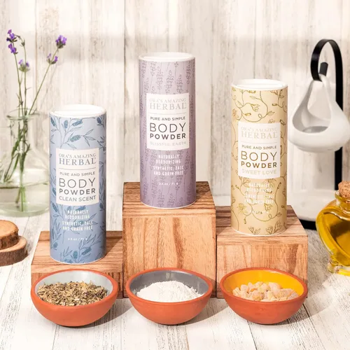 Miniatura 7 de Polvo corporal natural Ora's Amazing Herbal sin talco para mujeres, paquete variado con aceites esenciales, sin talco ni maíz, sin granos, polvo