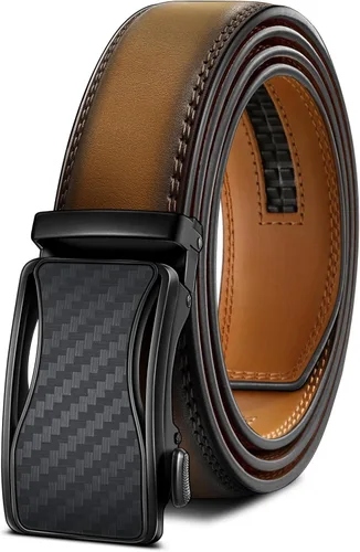 Miniatura 13 de BULLIANT - Cinturón de trinquete para hombre, cinturón de cuero deslizante ajustable para regalo, para vestido casual de hombre, 1 3/8