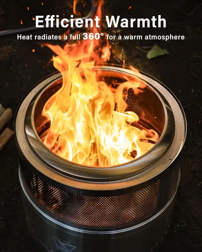 Miniatura 4 de YEFU Pozo de fuego, hoguera plegable sin humo, chimenea portátil de acero inoxidable que quema madera para exteriores con soporte de cenizas