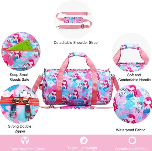 Miniatura 4 de Bolsa de lona para niñas, bolsas de gimnasio deportivas, bolsa de gimnasia, bolsa de viaje, bolsa de dormir con compartimento para zapatos
