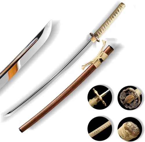 Miniatura 14 de Katana de acero templado con resorte de arcilla de 41 pulgadas, espada samurái japonesa hecha a mano, espada samurái japonesa de espada completa