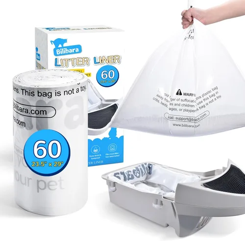 Bolsa de arena compatible con cajas de arena para gatos 3 y 4, paquete de 60 – Bolsas de basura extra gruesas para autolimpieza de cajas de arena
