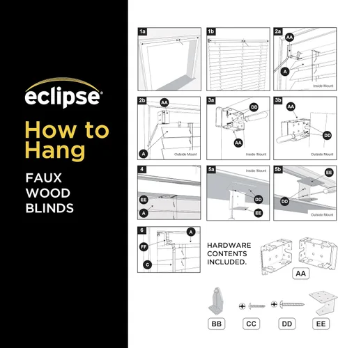 Miniatura 10 de Eclipse Persianas de madera falsa de 2 pulgadas, 33 x 72 pulgadas (ancho x largo) en blanco - Persianas sin cordón, certificadas como seguras