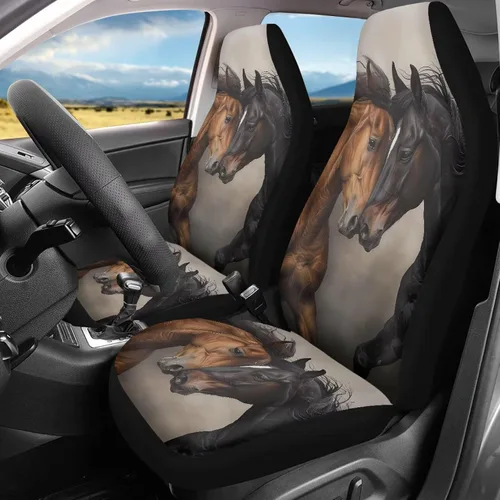 Miniatura 36 de Bulopur Art Horse - Juego de 2 fundas universales para asientos delanteros de automóvil, protectores enteros adecuados para la mayoría