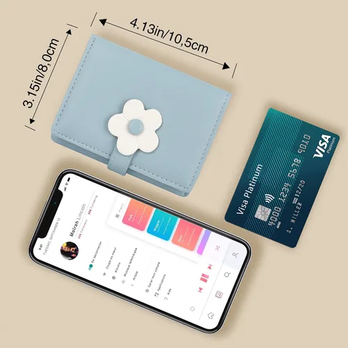 Miniatura 39 de CONISY Lindas carteras para mujer, de cuero con bloqueo RFID, pequeña cartera triple con ventana de identificación para niñas y mujeres