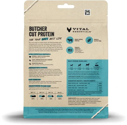 Miniatura 2 de Vital Essentials - Mezcla de proteína liofilizada y cruda para añadir a la comida de perros, topping de carne molida para perros, bolsa de 6 onzas