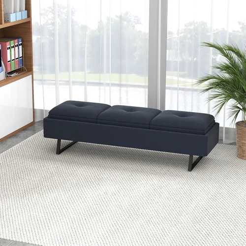 Miniatura 15 de kinbor Sillas de sala de espera, silla de invitados de oficina de piel sintética, banco de recepción tapizado de 5 asientos, muebles de vestíbulo