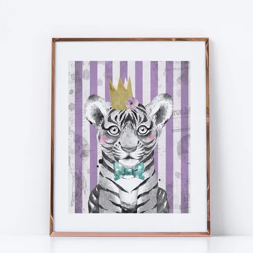 Miniatura 9 de Ritzy Rose Arte de animales de circo morado para niños, impresiones caprichosas para pared, 6 pósteres infantiles para habitación del bebé