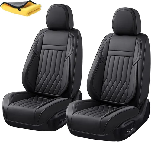 Miniatura 23 de Juego completo de fundas de asiento de automóvil de cuero napa impermeables y transpirables de 2 plazas, aptas para asientos delanteros