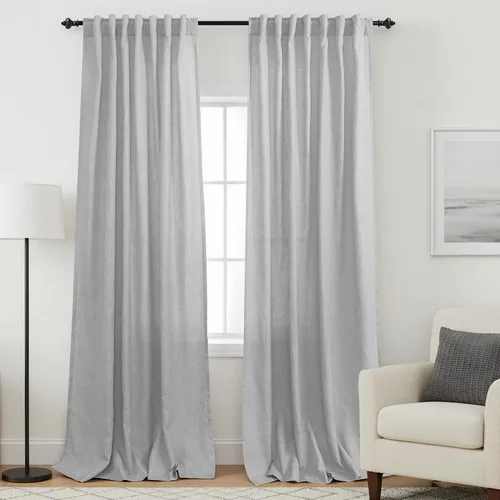 Miniatura 89 de KOUFALL Cortinas de lino azul marino de 84 pulgadas de largo, cortinas transparentes azul oscuro para sala de estar y dormitorio, medianoche