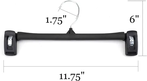 Miniatura 2 de Tosnail Paquete de 40 perchas de plástico de 12 pulgadas con clips grandes antideslizantes y gancho giratorio, color negro