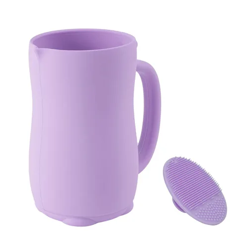 Miniatura 12 de mandoo Taza de enjuague de baño para bebés, silicona de grado alimenticio, taza de enjuague para champú y lavado corporal para niños con mango
