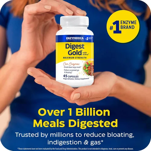 Miniatura 5 de Enzymedica - Digest Gold + ATPro - Enzimas de máxima potencia para la salud digestiva, descompone carbohidratos, grasas, fibra y proteínas