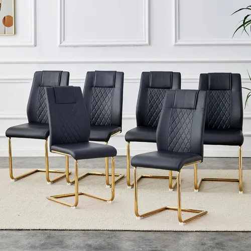 Miniatura 19 de Dining Chairs Set of 6,Kitchen Chairs with Leather Cushions,Modern Dining Chairs with Gold Metal Frame,Dinner Chairs for Kitchen & Dining Room and