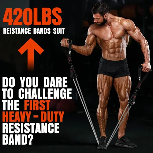 Miniatura 6 de Bandas de resistencia pesada para entrenamiento, bandas de ejercicio de 300 libras con asas, bandas de entrenamiento para hombres, juego de bandas