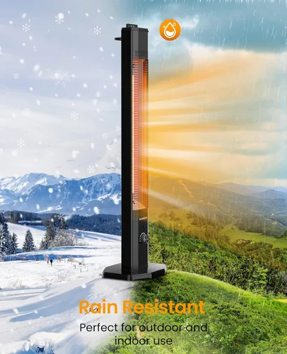 Miniatura 7 de Calentador Eléctrico de Patio al Aire Libre, Haimmy Calentador Infrarrojo de 42 Pulgadas con Control Remoto, 9 Niveles de Calor, Temporizador de 9H