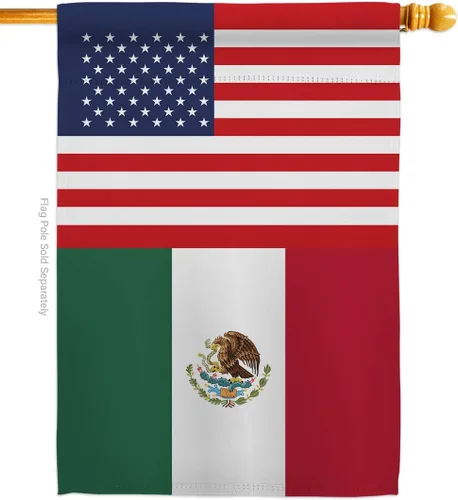 Americana Home & Garden Bandera de la casa de la amistad de México, Estados Unidos, nación regional, internacional, país, área particular, pequeña,