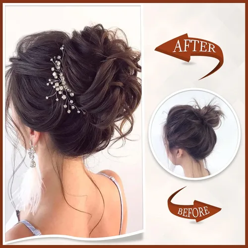 Miniatura 4 de SOFEIYAN Pinza de Gancho Moño Desordenado de Cabello Sintéticico, Cabello Ondulado y Rizado, Pinza de Cabello en Gancho, Chignon, Cola de Caballo