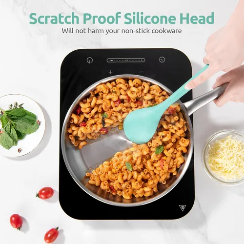 Miniatura 4 de Cucharas de silicona resistentes al calor de 600ºF: U-Taste Herramienta de cocina sólida y ranurada de 13.3 pulgadas, utensilio de goma largo