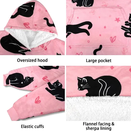 Miniatura 2 de Sudadera con capucha Sherpa de gran tamaño con bolsillo gigante, regalos de cumpleaños de Navidad para adultos, mujeres y hombres