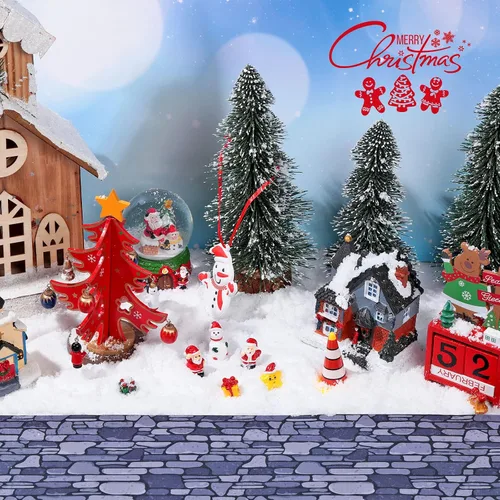Miniatura 6 de Marspark Accesorios de pueblo navideño de 5 x 50 pulgadas, tapete de calle en miniatura de Navidad, decoración de calle y nieve para paisaje pequeño