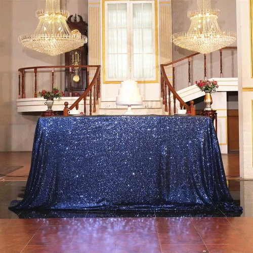 Miniatura 21 de SquarePie Mantel de lentejuelas de 60 x 102 pulgadas, azul bebé brillante, mantel de mesa para bodas y fiestas