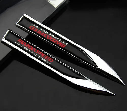 2 calcomanías de lujo MAZDASPEED para guardabarros laterales de coche, emblema metálico