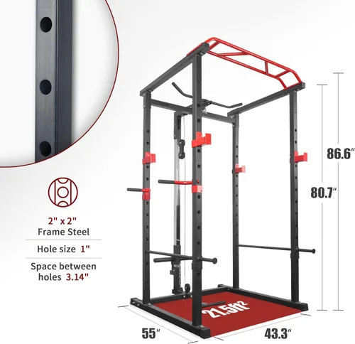 Miniatura 2 de Jaula de potencia con sistema de tracción LAT, equipo de entrenamiento de soporte de potencia de cuerpo completo, estante multifunción