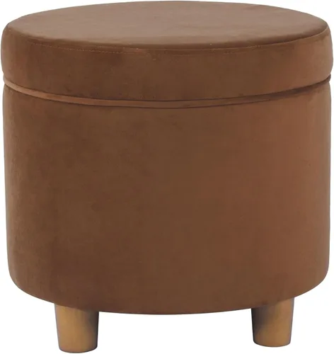 Miniatura 12 de Homepop Decoración del hogar Otomana redonda tapizada de almacenamiento Otomana con almacenamiento para sala de estar y dormitorio con patas Azul