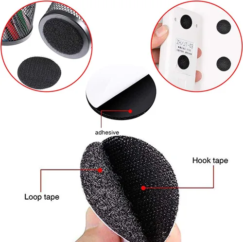 Miniatura 6 de DFYOUHOME® 128 pares de puntos autoadhesivos redondos de 1 pulgada de gancho y bucle con cinta adhesiva impermeable en la parte trasera de tira