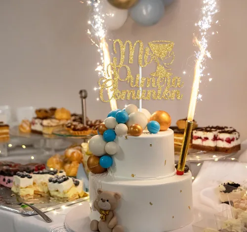 Miniatura 3 de Mi Primera - Decoración para tartas de comunión, decoración de pastel de primer bautismo de bebé español, primera comunión/Dios bendiga/suministros