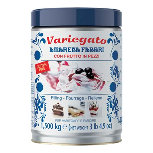 Fabbri Amarena Cherry Marbling con trozos de fruta para helado, gelato, pasteles y postres congelados, una lata de 3.3 libras
