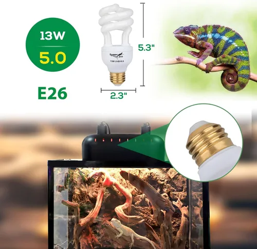 Miniatura 5 de Bombilla UVB para reptiles, 5.0 13 W UVB para reptiles, Hygger zoo UVA UVB para reptiles, bombilla UVB para reptiles reptiles, luz UVB para cangrejo