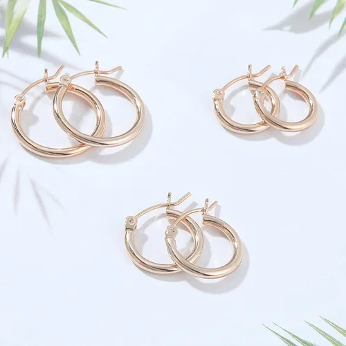 Miniatura 6 de Gacimy Aretes de aro de oro para mujer chapados en oro real de 14 quilates con poste de plata de ley 925