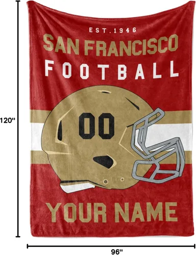 Miniatura 211 de Manta personalizada para fanáticos del fútbol americano – Se envía al día siguiente – Hecha en Estados Unidos – Manta de vellón personalizada