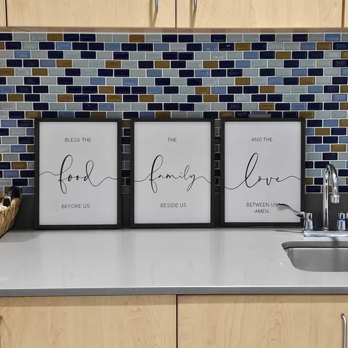 Miniatura 8 de Heiple Juego de 3 letreros enmarcados de granja con texto en inglés "Bless The Food Before Us" para decoración de pared de cocina, arte de pared