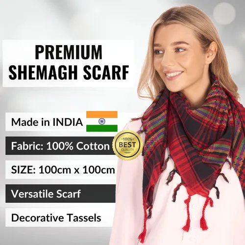 Miniatura 21 de LOVARZI Shemagh Cottons Arab Keffiyeh - Bufanda militar táctica para cabeza y cuello