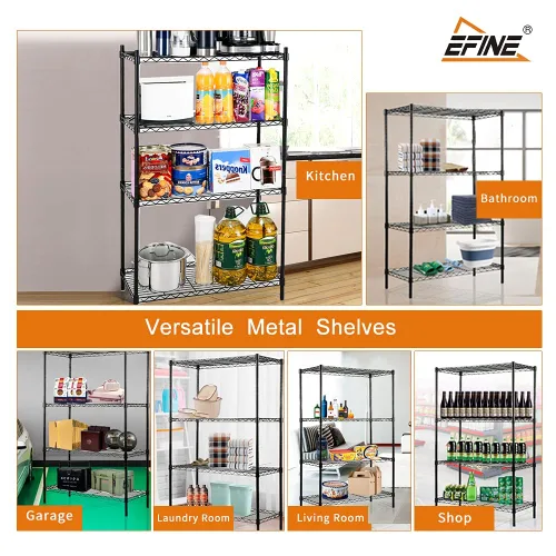 Miniatura 5 de Catalina Creations [Estantería] [unidad] de 4 estantes con forros para estantes, estantes de alambre de acero y almacenamiento ajustable