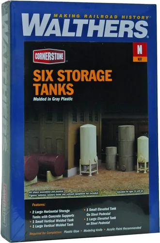 Miniatura 2 de Walthers Cornerstone Tanques de almacenamiento modulares escala N pkg(6)