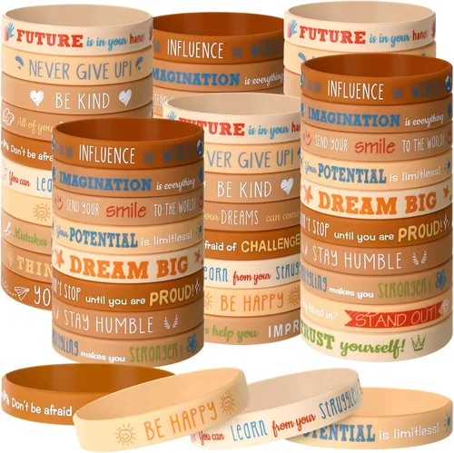 Miniatura 10 de Bucherry 120 pulseras de silicona motivacionales a granel inspiradoras de goma unisex con citas positivas para estudiantes, profesores, aula, Negro