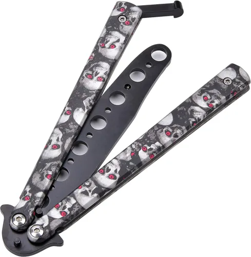 AIFUSI Cuchillo de mariposa entrenador, entrenamiento y práctica para niños y adultos, acero Balisong Trainer sin afilar, 100% seguridad Balisong