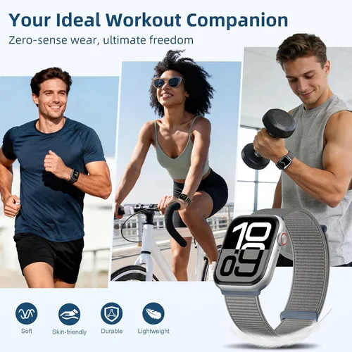 Miniatura 5 de Getino Banda Deportiva de Nylon Compatible con Correas de Apple Watch para Mujeres y Hombres 40mm 41mm 38mm 42mm 46mm 44mm 45mm 49mm, Correa